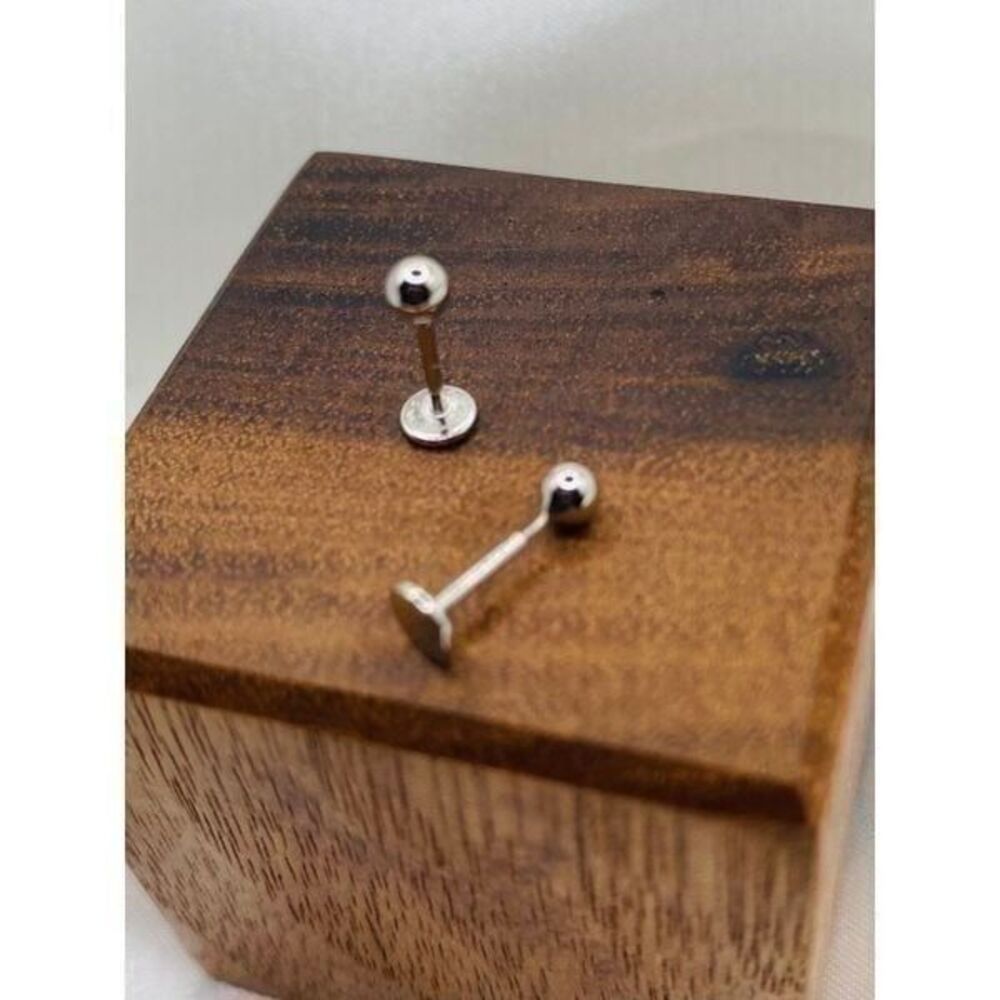 Pavoi tiny flat back silver hypoallergenic ball stud earrings